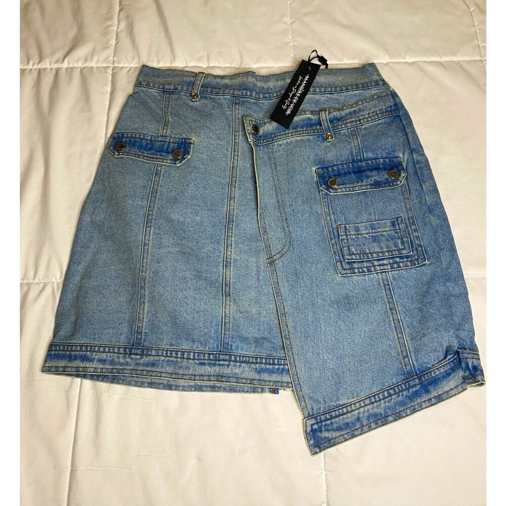 maniere de voir Blue Denim Cargo Skirt Size 10